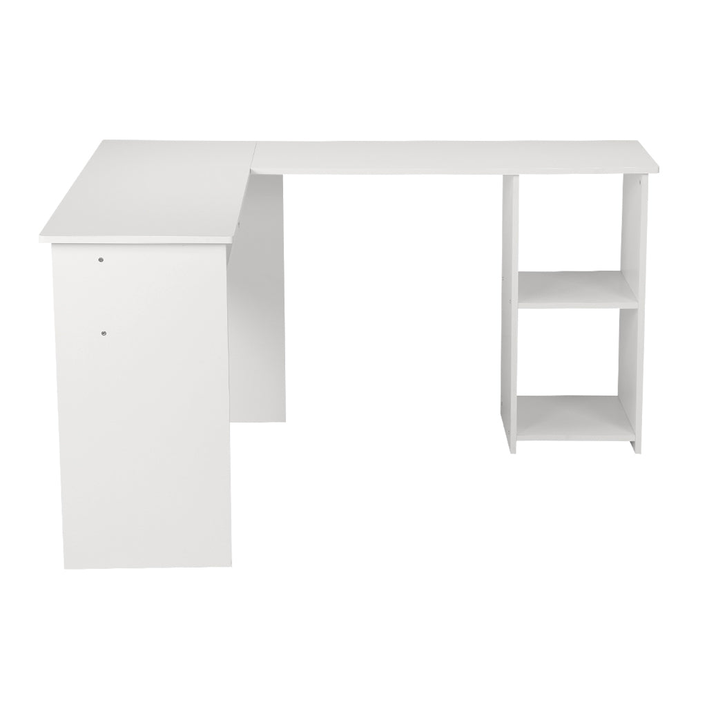 (COMPUTER DESK L SHAPED WHITE)LANGRIA Large L-Shaped Computer Desk with Mute Sliding Keyboard Tray and 2-Bookshelf Corner Table for Home Office Workstation, White WHITE Home Garden