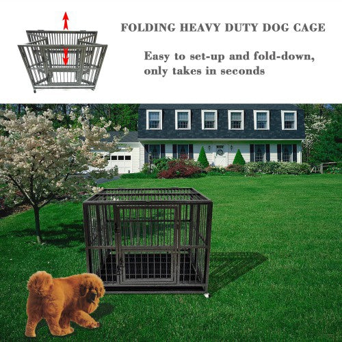 "49" Heavy folding dog cage installed in just 1 minute