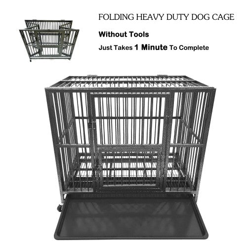 "49" Heavy folding dog cage installed in just 1 minute